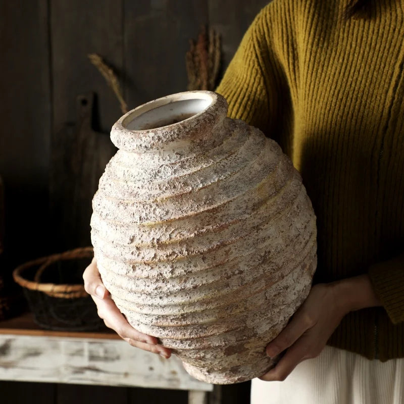 Retro Clay Pottery Vase | Vintage Handmade Home Decor