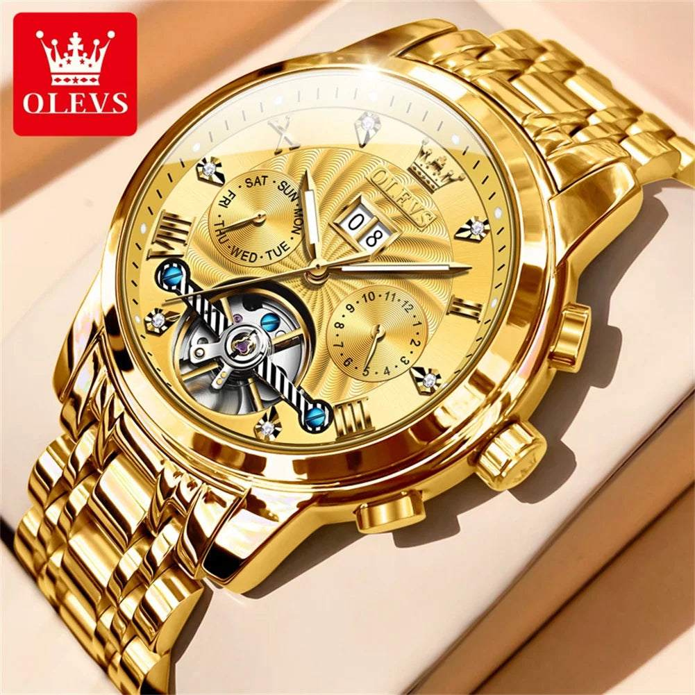 OLEVS Classic Men's Tourbillon Automatic Multi-function High-End Watch