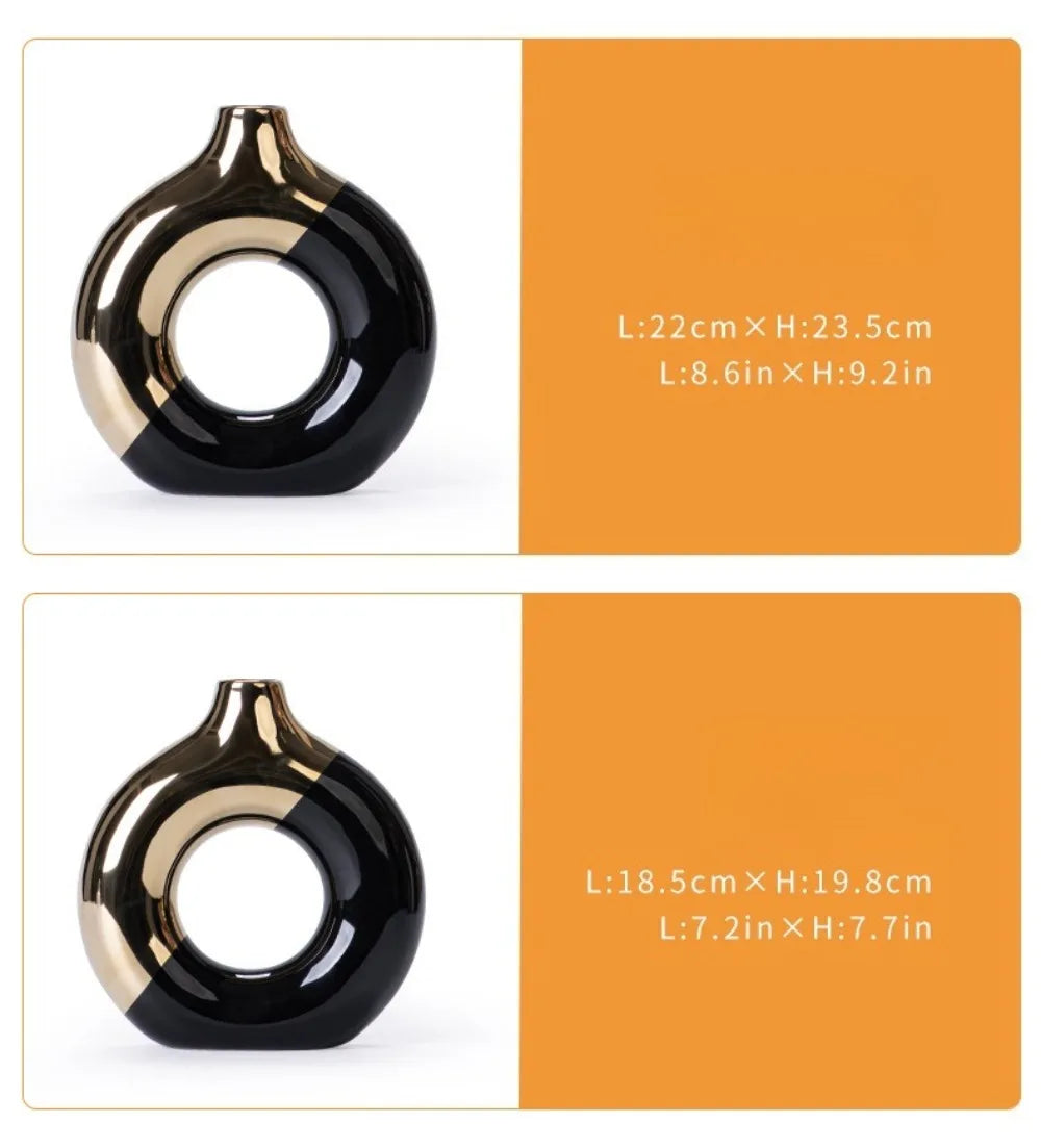 Gold Ceramic Flower Vase - Elegant Home & Wedding Decor