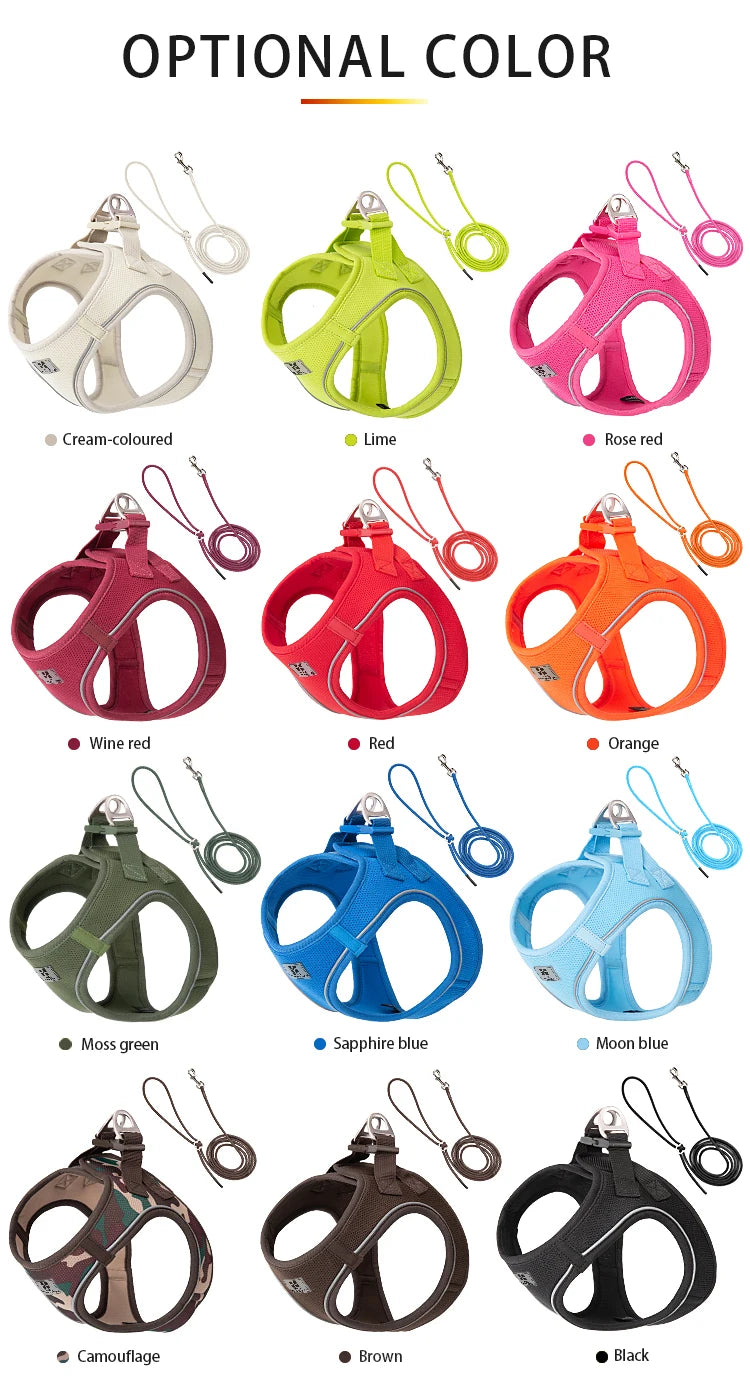 Dog Harness Leash Set - Adjustable, Reflective for Small to Medium Pets