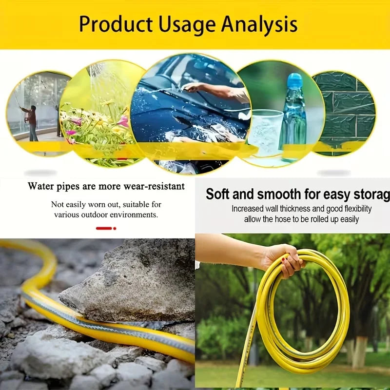 Vabena Heavy-Duty Rubber Garden Hose - 10/20/30m, All-Season, Leak-Proof, Durable