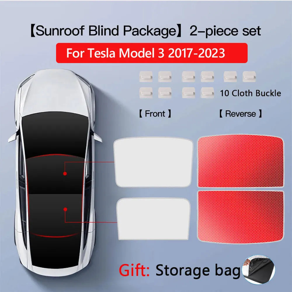 Tesla Model 3 Highland 2026 & Model Y Sunroof Sunshades | Ice Cloth Heat Blocker