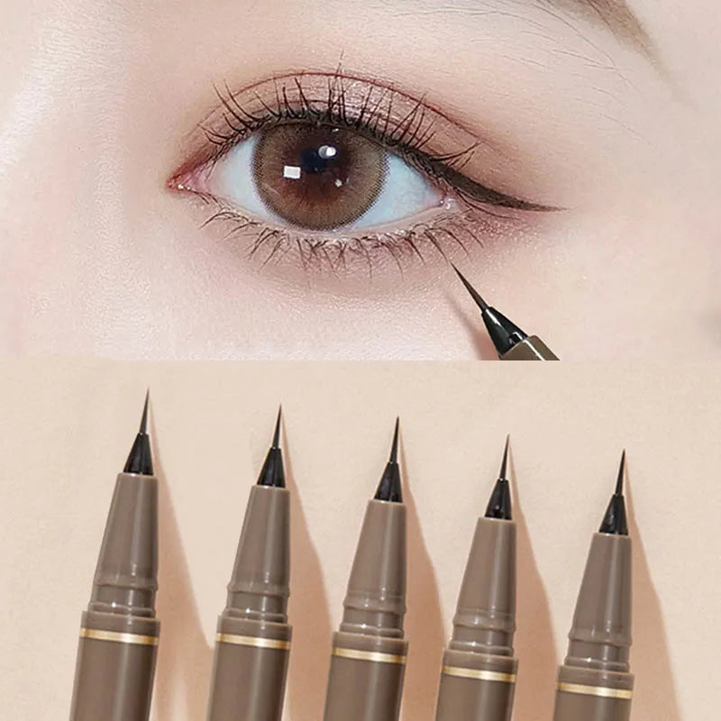 Ultra Thin Waterproof Lower Eyelash & Silkworm Eyeliner Pen - Black Brown