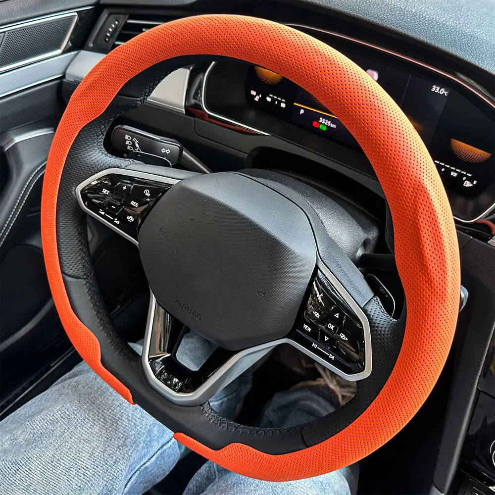 Universal Non-slip Leather Steering Wheel Cover 36-38cm