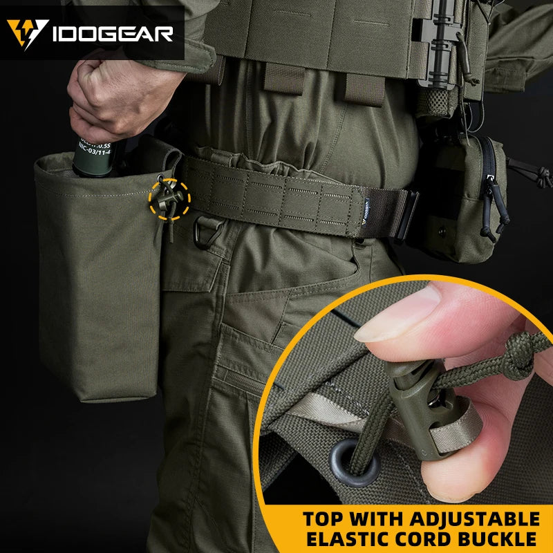 IDOGEAR Tactical MOLLE Foldable Dump Pouch - Durable Mini Drop Bag
