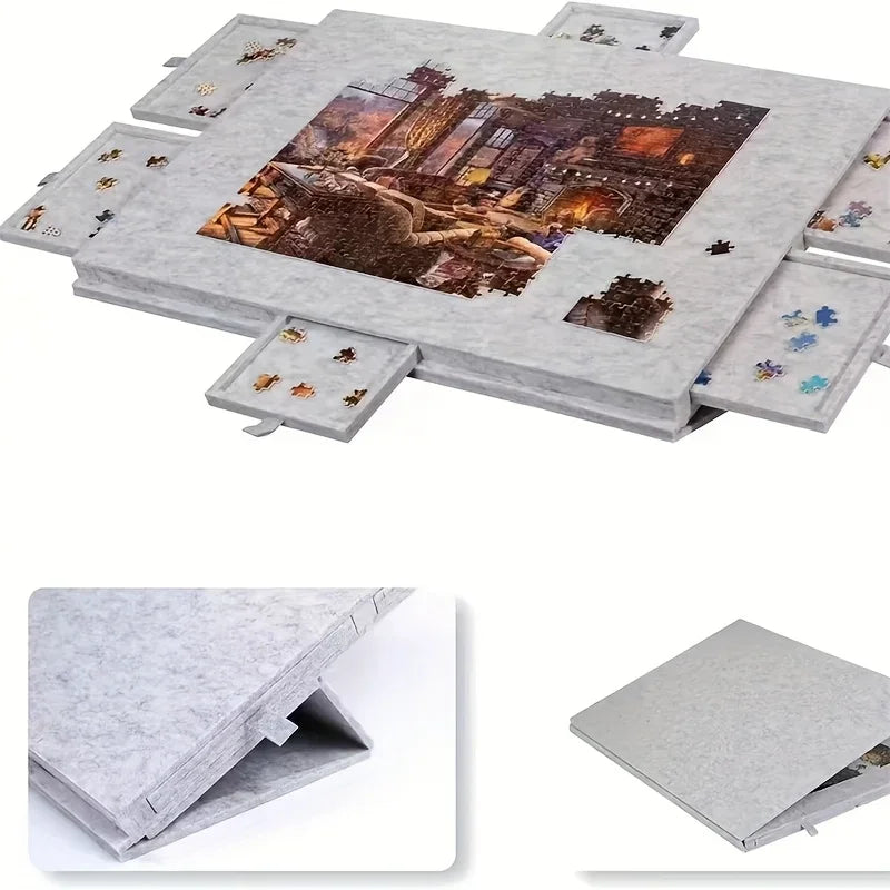 6-in-1 Tiltable Puzzle Board Desk with 6 Drawers - Holds 1000pcs