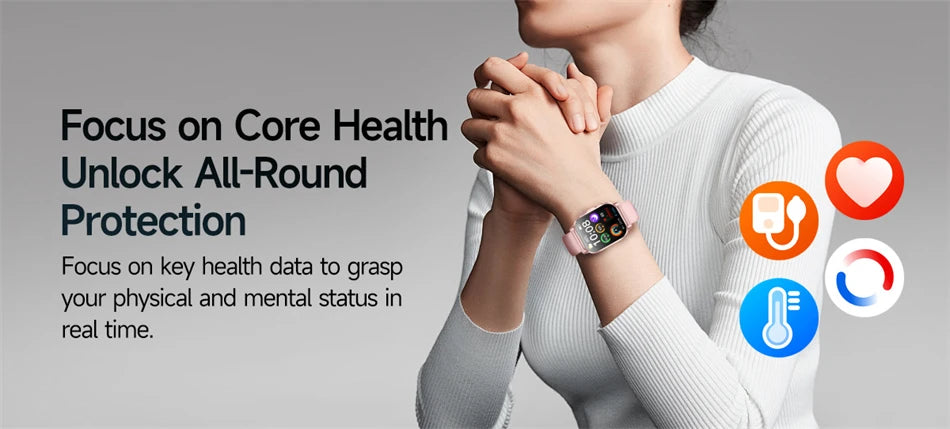 Vabena Men's ECG Smartwatch: Accurate Health Diagnosis with Blood Pressure, Oxygen, Fat, Uric Acid & Temp Monitoring
