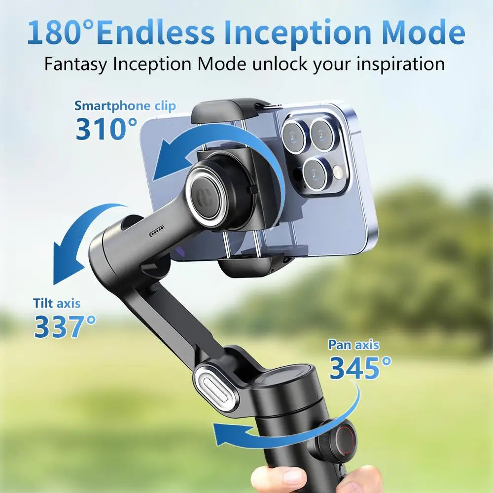 AOCHUAN 3-Axis Smartphone Gimbal with Integrated Light - Stable Video