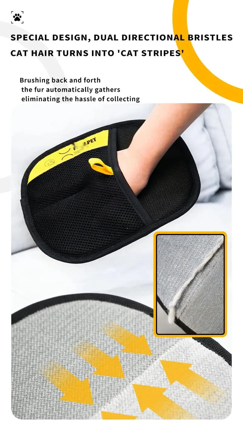 Pet Hair Removal Glove | Two-Way Electrostatic Brush for Cats, Dogs, Furniture & Clothes