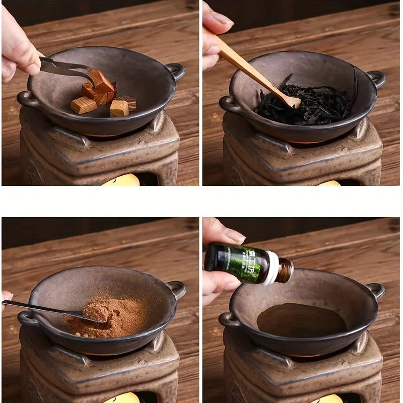 Vintage Hand-Made Tea Warmer Set - Stove & Teapot