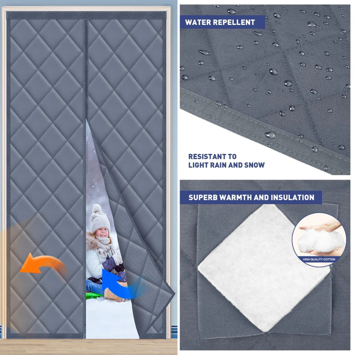 Magnetic Thermal Door Curtain - Energy Saving & Privacy Barrier