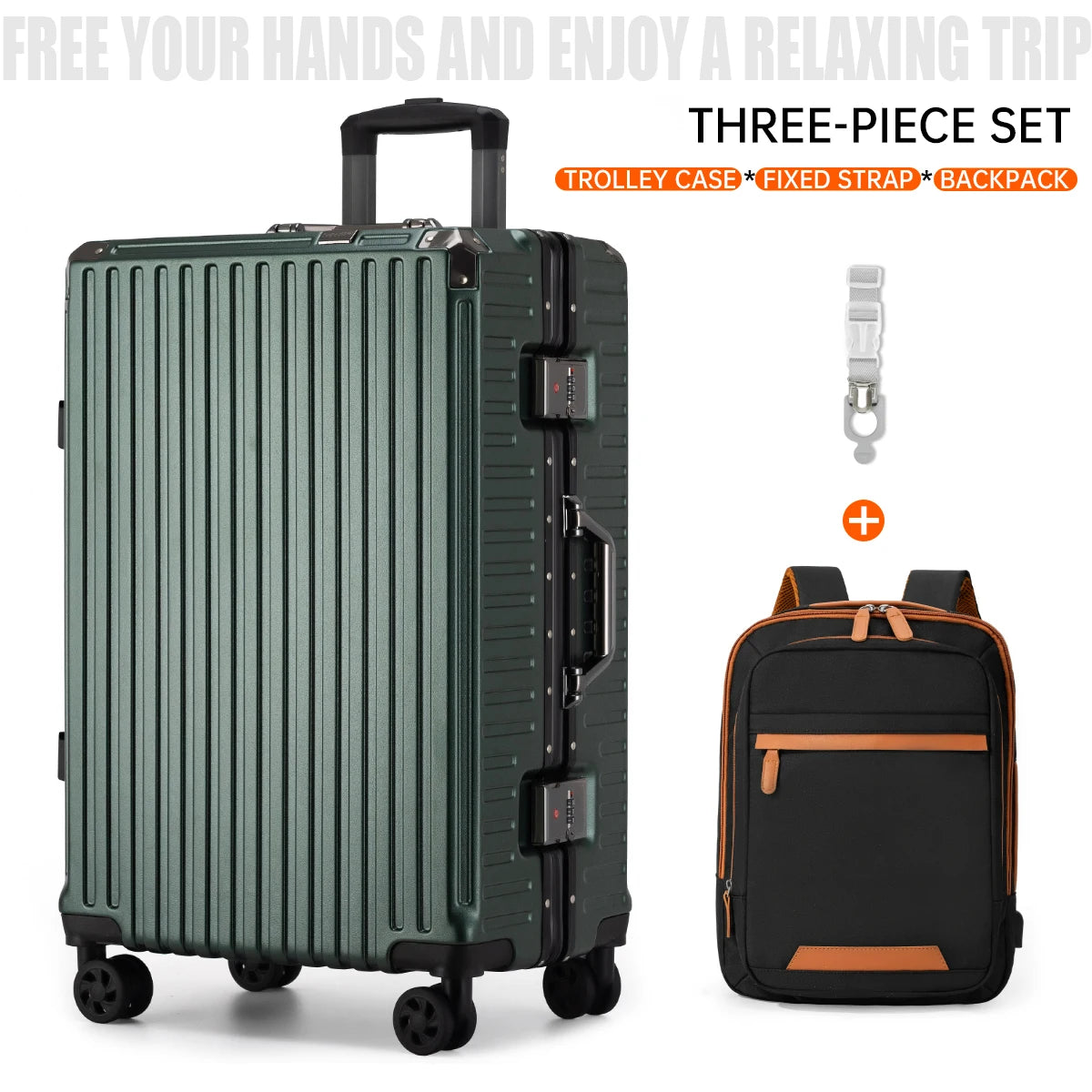 Aluminum Frame Luggage Set - USB & TSA Lock 20-28"