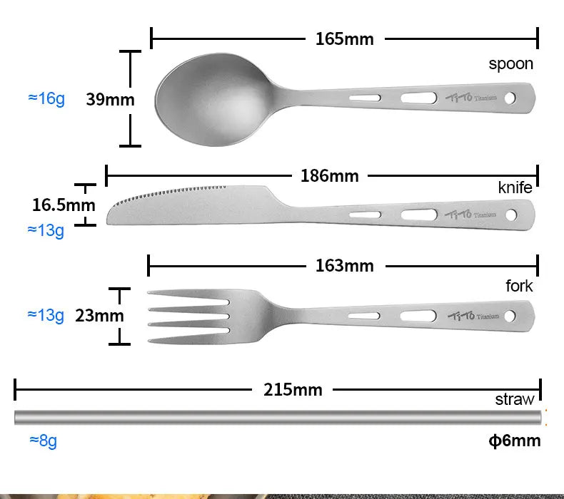 Vabena TiTo Titanium Ultralight Cutlery Set - Outdoor Adventure