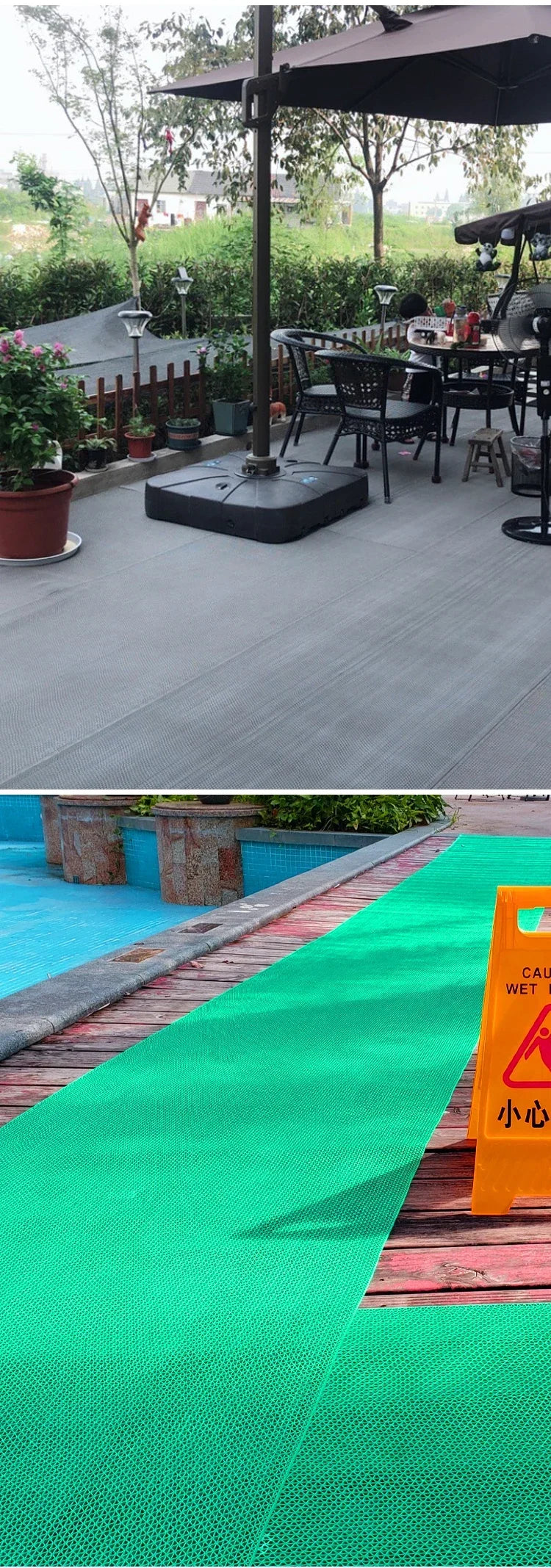 Non-Slip PVC Floor Mats for Kitchen, Bathroom, Outdoor & Pool - Waterproof & Dirt-Resistant