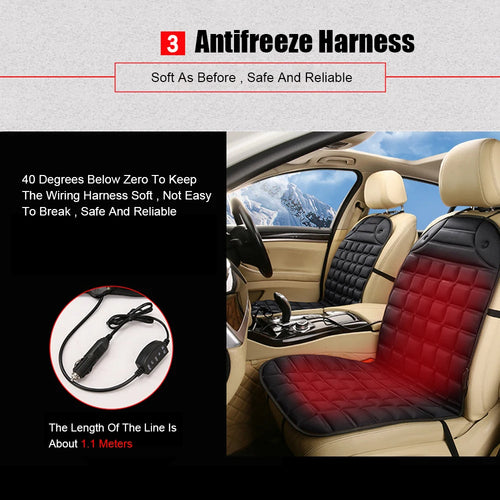 12V Universal Heated Car Seat Cushion Cover – Instant Winter Warmth