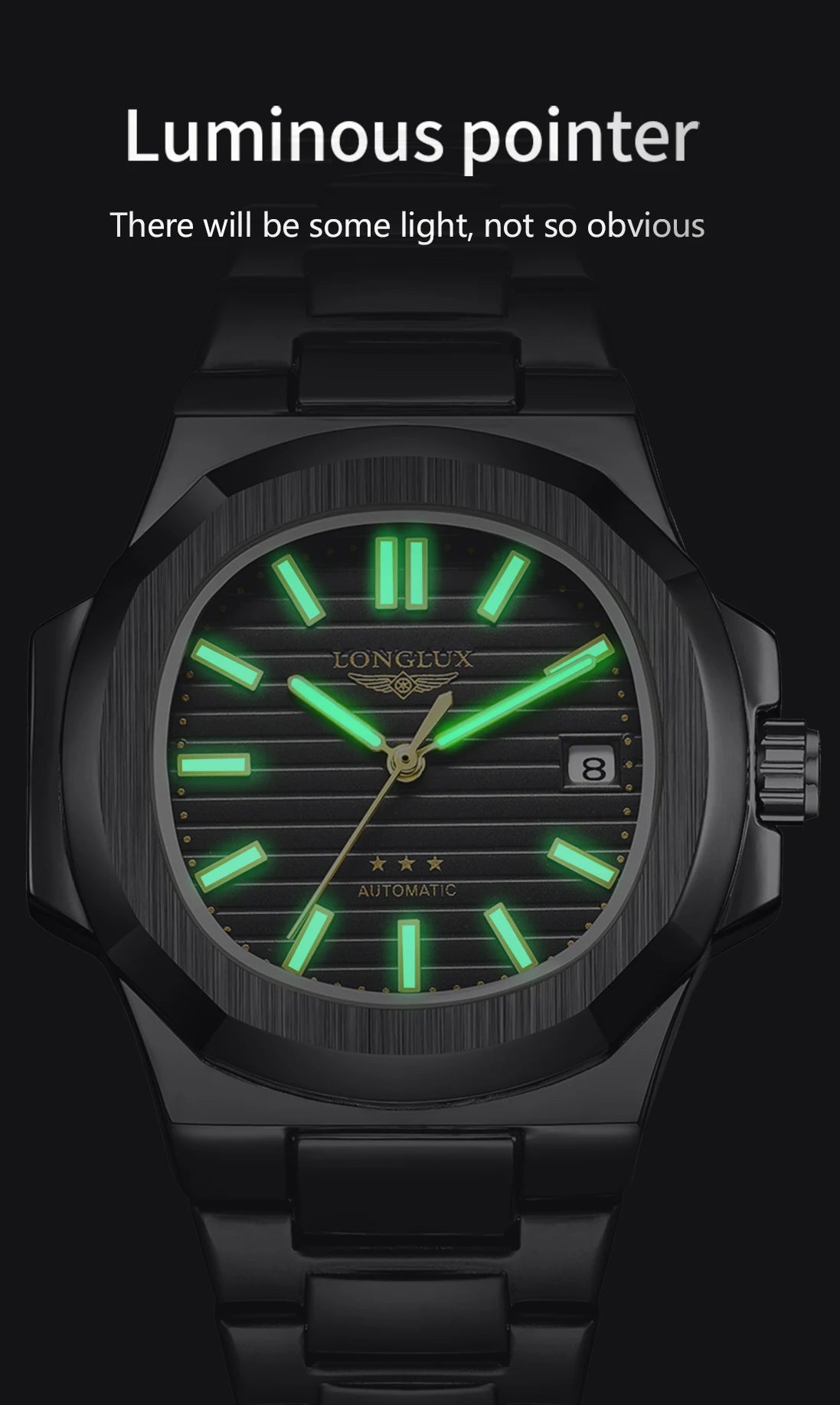 Vabena Men's Automatic Luxury Business Watch - Stainless Steel & Luminous