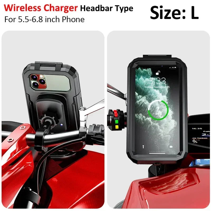 Motorcycle Wireless Charger Phone Mount - QC 3.0 Fast Charging Holder