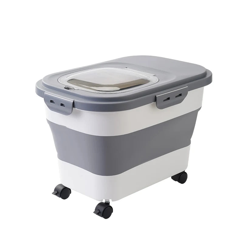 Airtight Collapsible Pet Food Storage Container - 13/33LB Dry Dog Cat Food Box