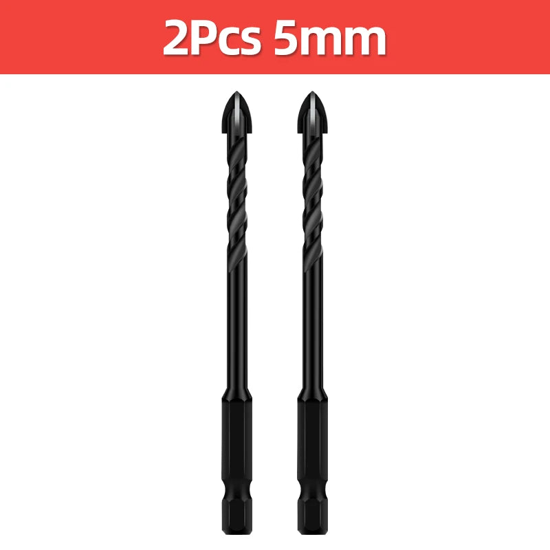 TOOLEYE Multifunction Cross Hex Drill Bit Set - Concrete, Tile, Glass, Metal