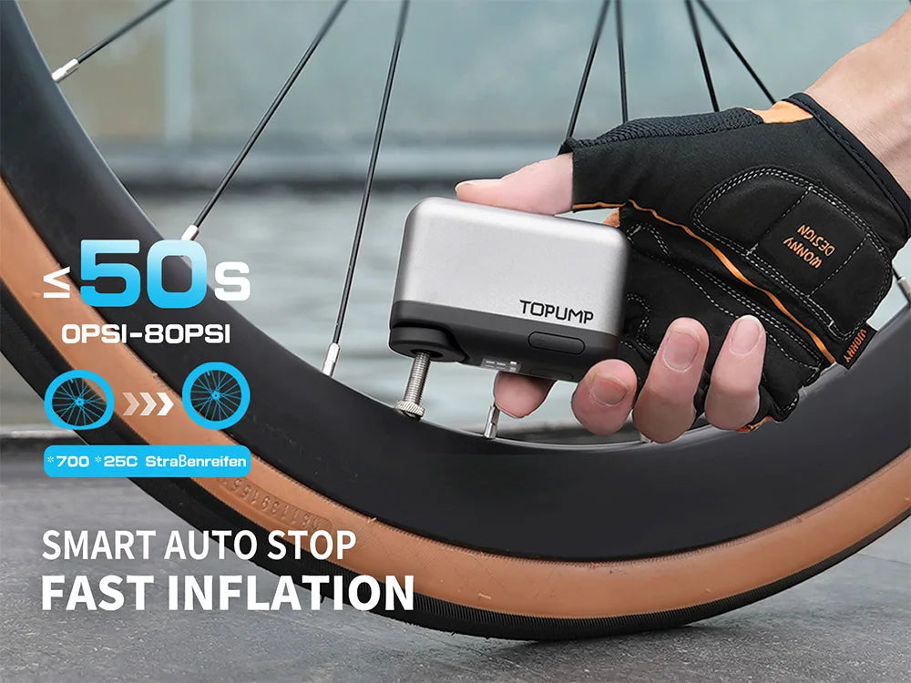 TOPUMP TB2 PRO Mini Electric Bike Pump - Portable Air Compressor