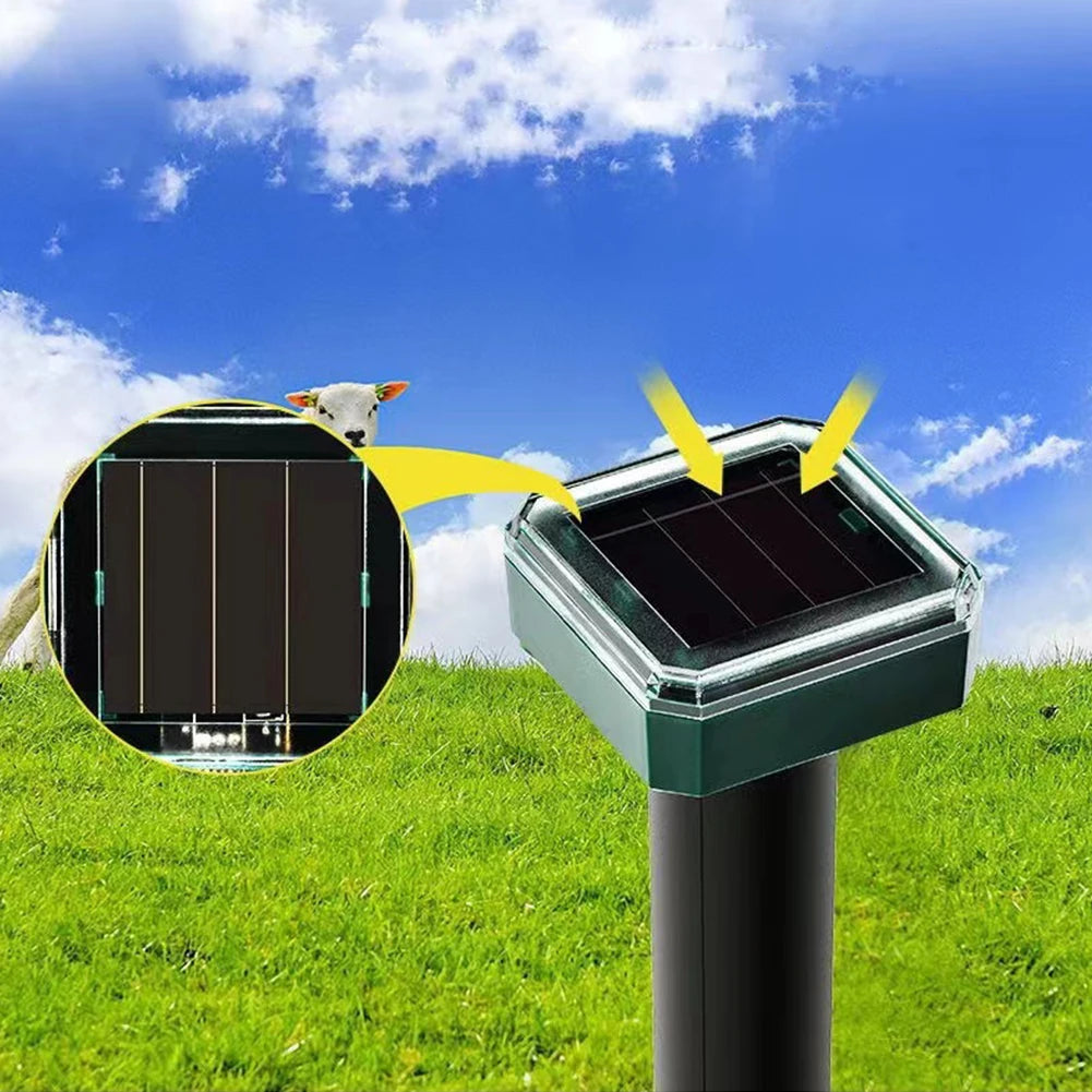 Solar Ultrasonic Pest Repeller - Outdoor Lawn Mouse, Snake & Insect Defense