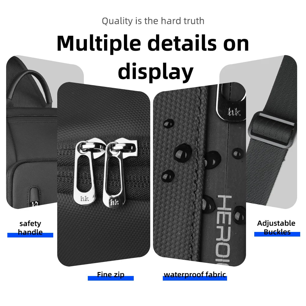 HK Anti-theft Men's Crossbody Bag | Waterproof USB Charging Sling Satchel