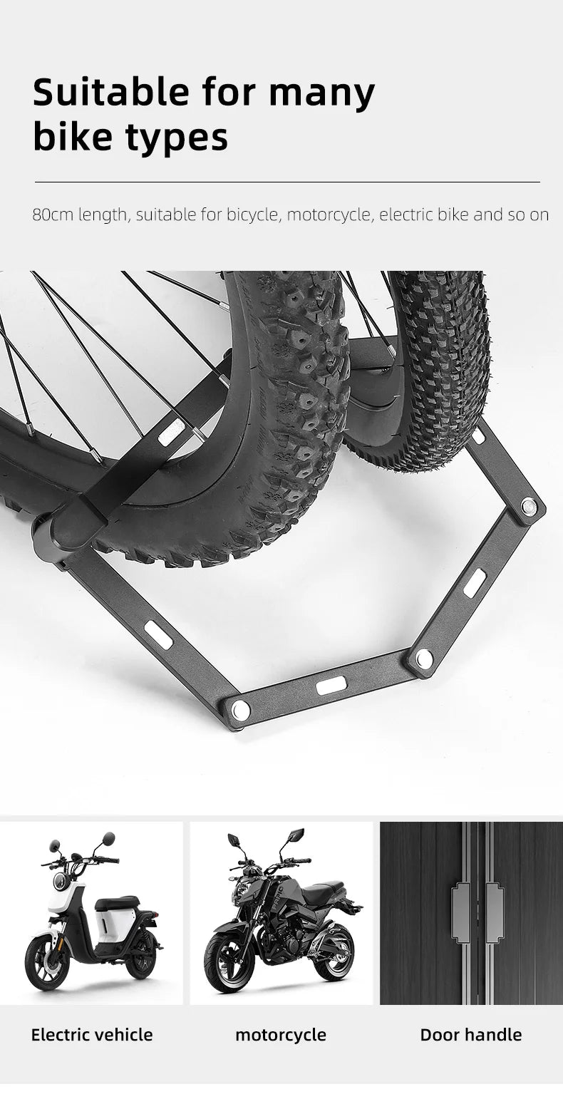 WEST BIKING Foldable Bike & Motorcycle Lock - Key & Password Security