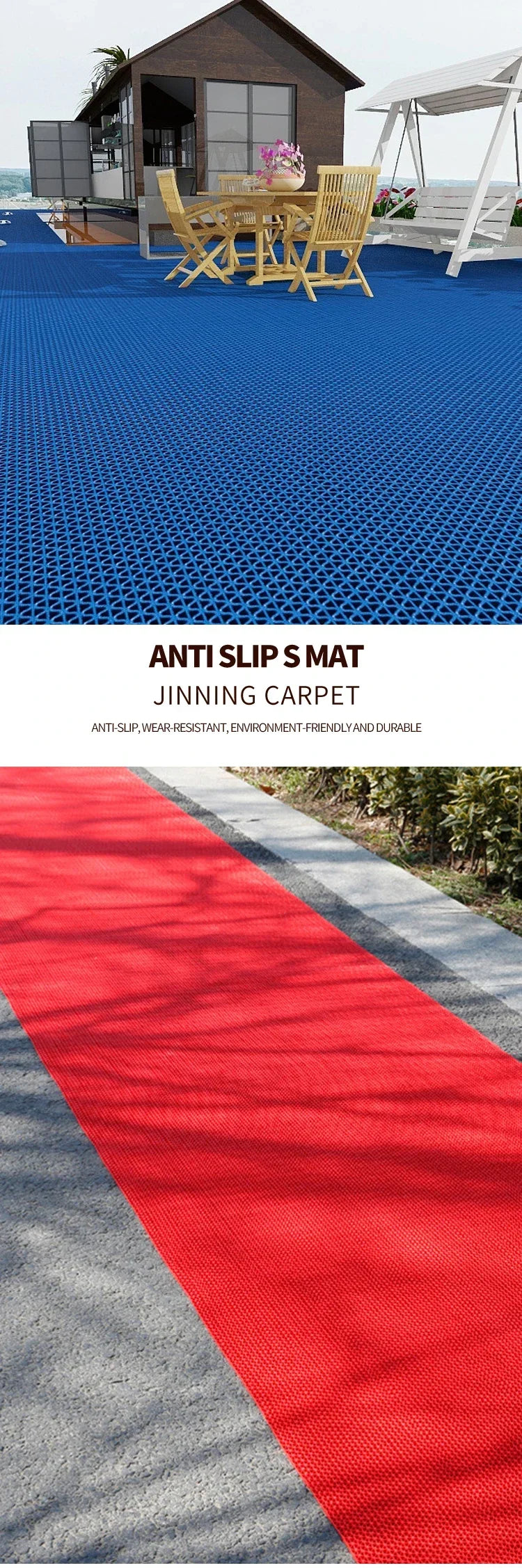 Non-Slip PVC Floor Mats for Kitchen, Bathroom, Outdoor & Pool - Waterproof & Dirt-Resistant