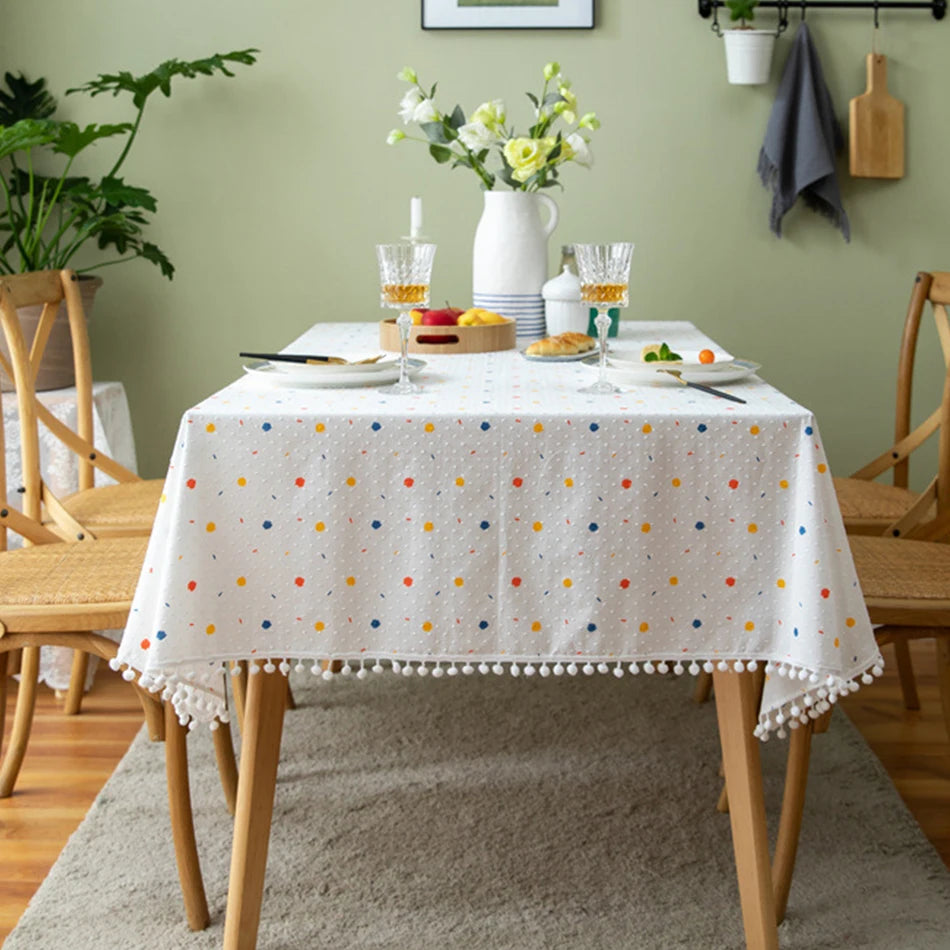 Korean Small Daisy Cotton Floral Tablecloth | Dining & Tea Table Cover