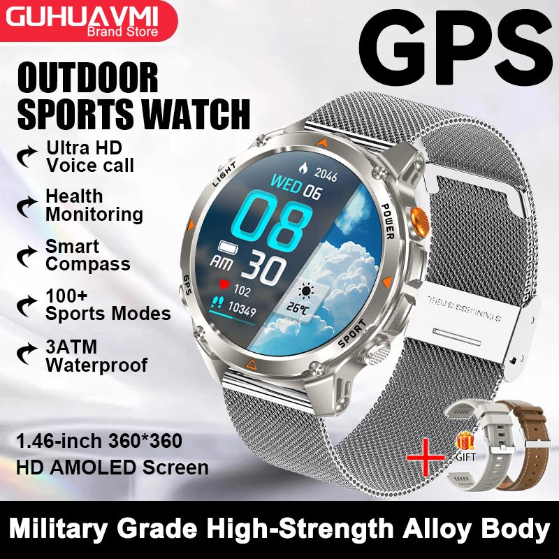 Vabena 2025 GPS Map Smartwatch | Navigation & Fitness for Men & Women