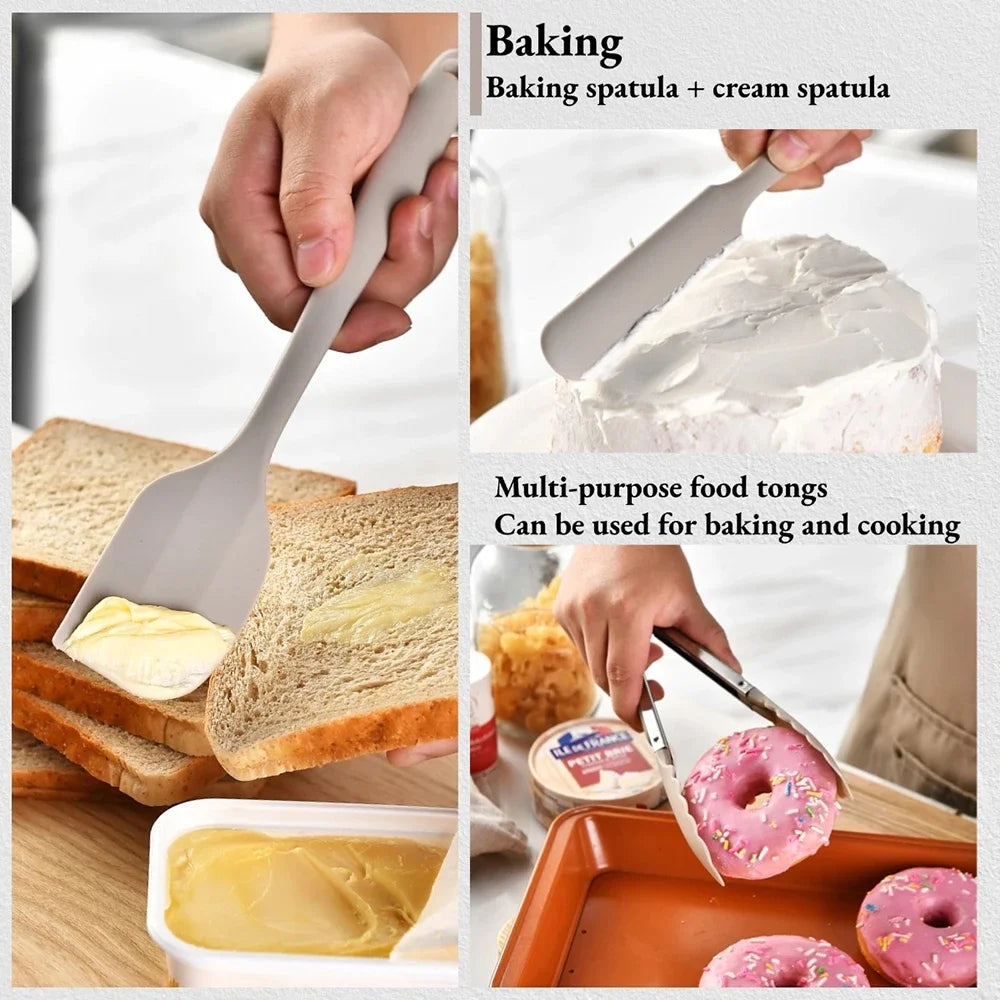 15-Piece Khaki Food Grade Silicone Kitchen Utensil Set