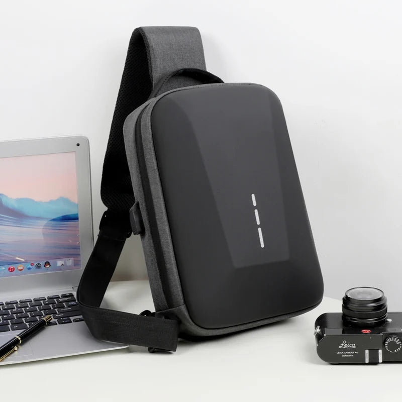 Men's Anti-theft Crossbody Bag with USB Charging Port & Combination Lock for Business & Travel