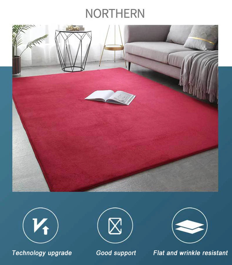 VIKAMA Modern Coral Velvet Carpet - Soft Non-Slip Living Room & Bedroom Mat