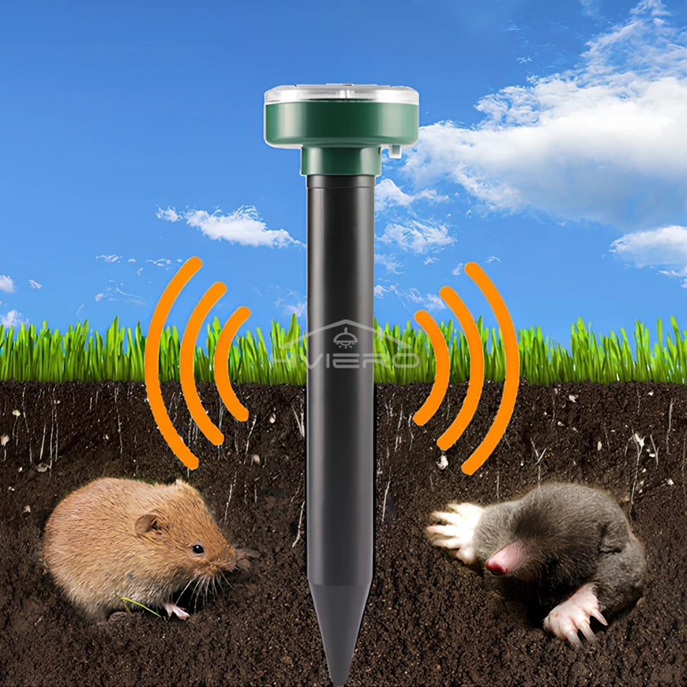 Solar Ultrasonic Rodent Pest Repeller Outdoor Garden Yard Mole Mouse Deterrent