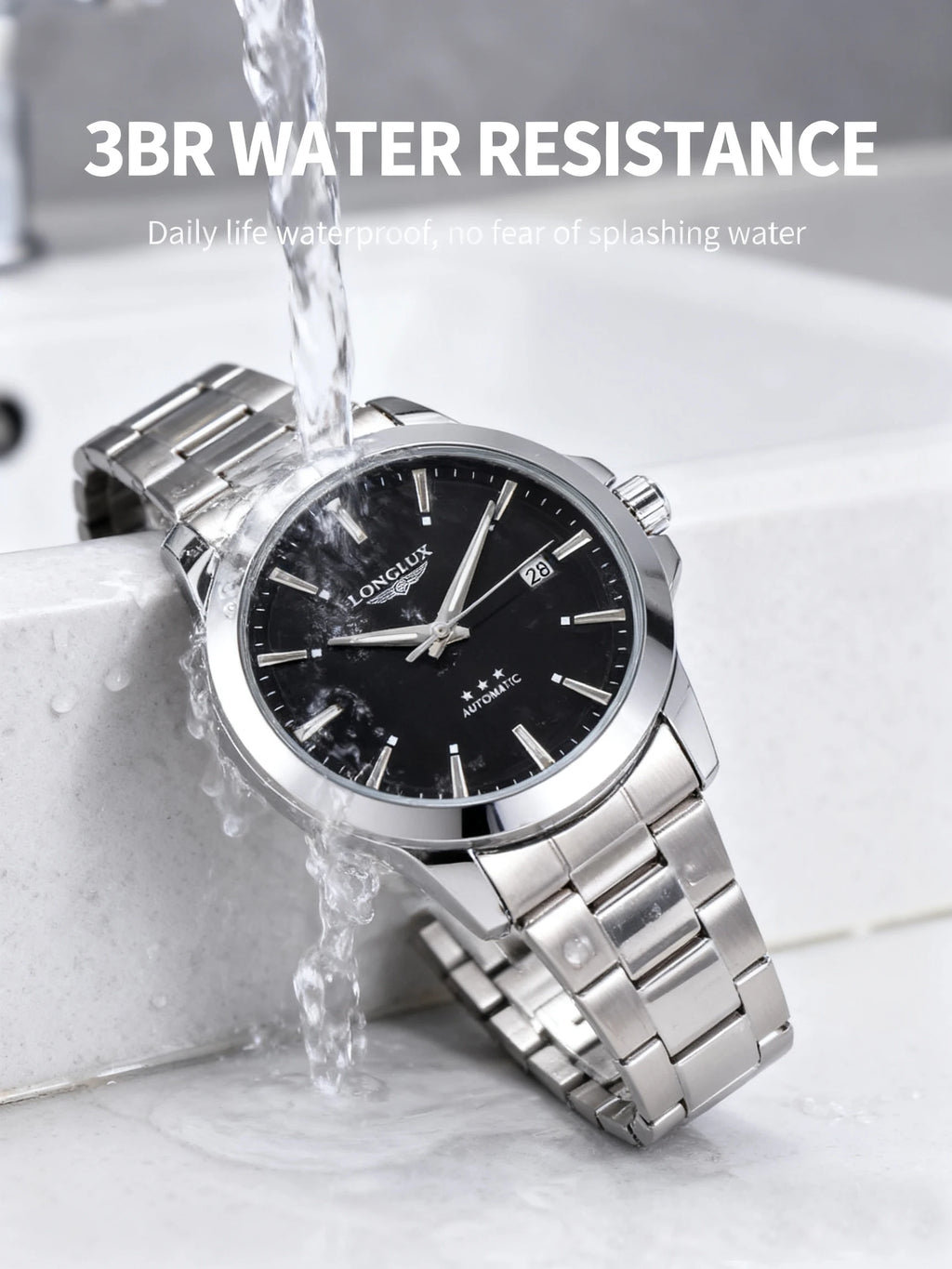 Men's Automatic Watch | Mechanical Business Date Stainless Steel Luminous Waterproof