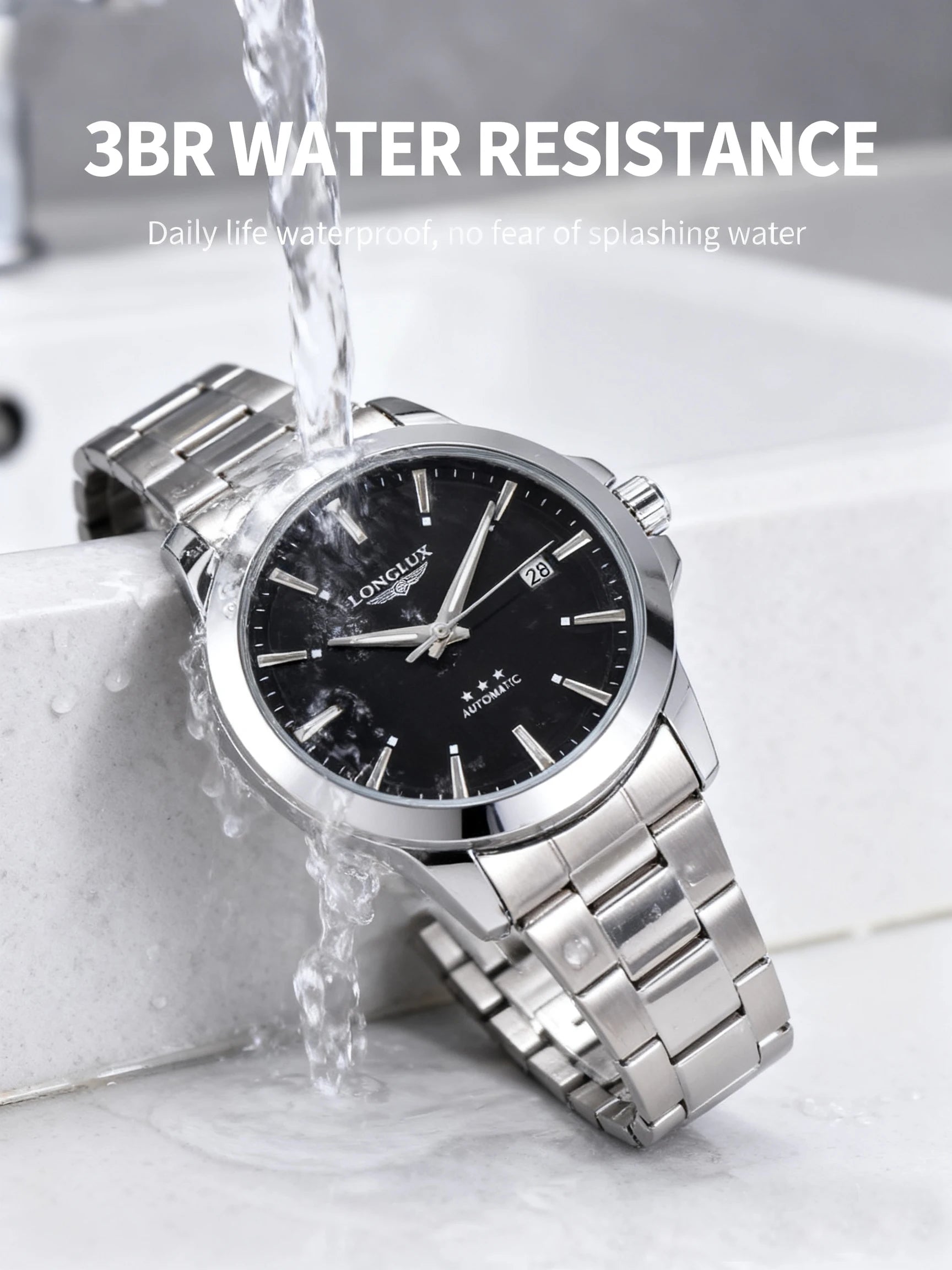 Men's Automatic Watch | Mechanical Business Date Stainless Steel Luminous Waterproof