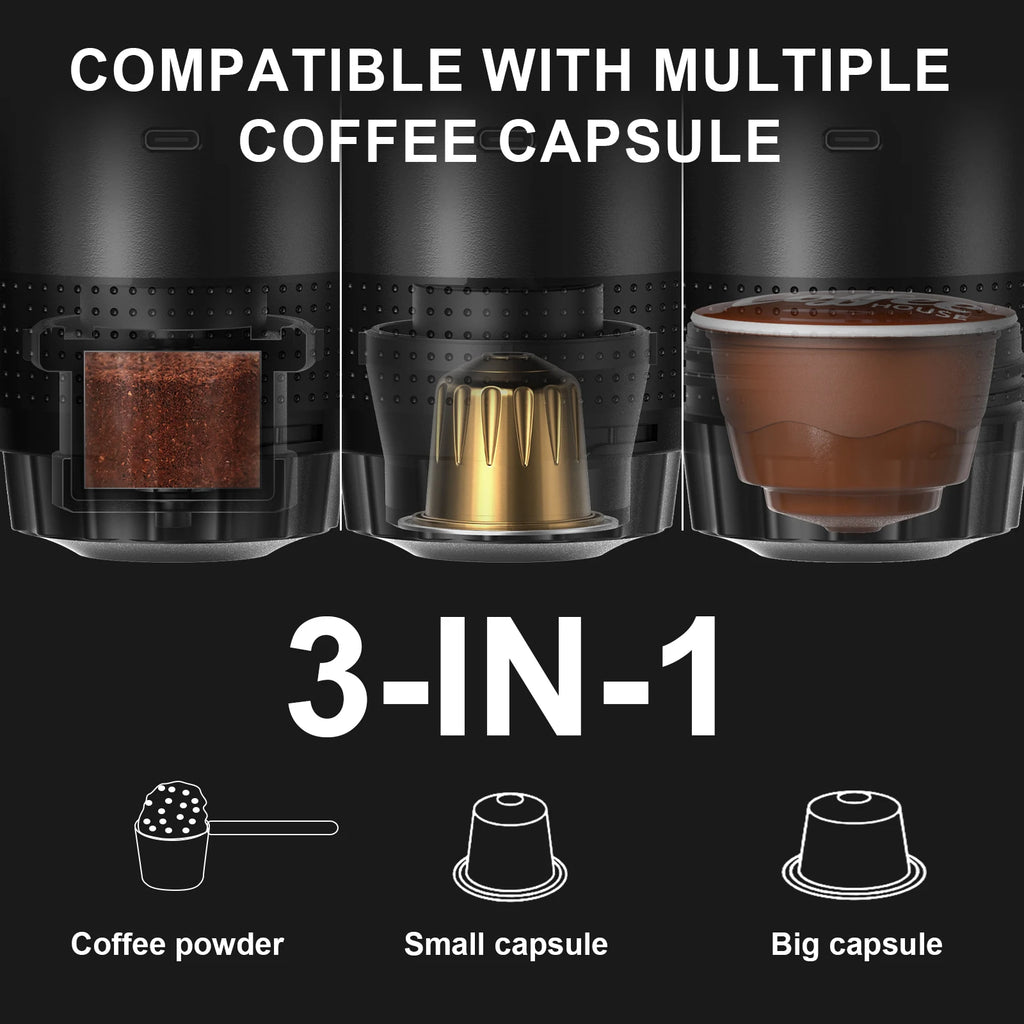 DENOKIN Wireless Portable Espresso Machine for Car - On-the-Go Coffee Maker
