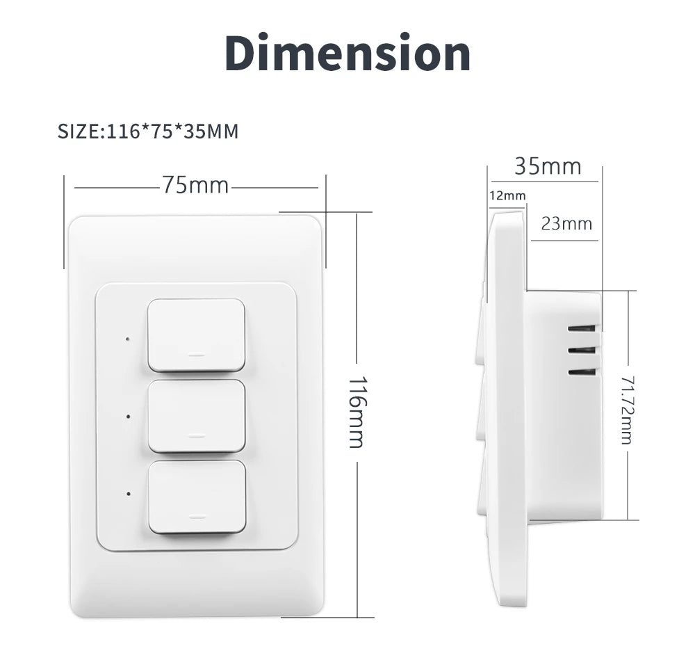 Manhot Tuya Smart Light Switch | Physical Push-Button Smart Home Control