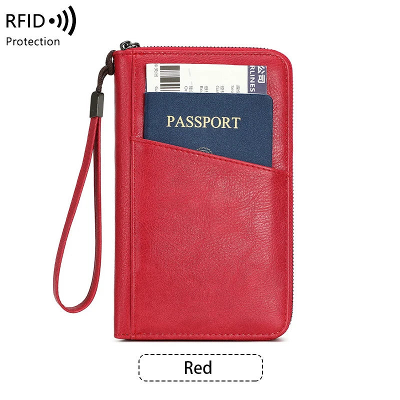 Travel Passport Wallet - RFID Anti-Theft PU Leather Organizer for Men & Women
