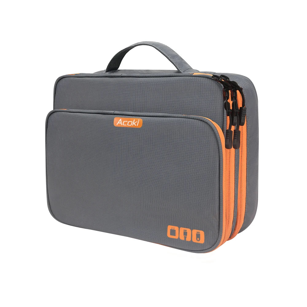 Travel Electronics Organizer Bag | Multi-Layer Cable & Charger Case for iPad