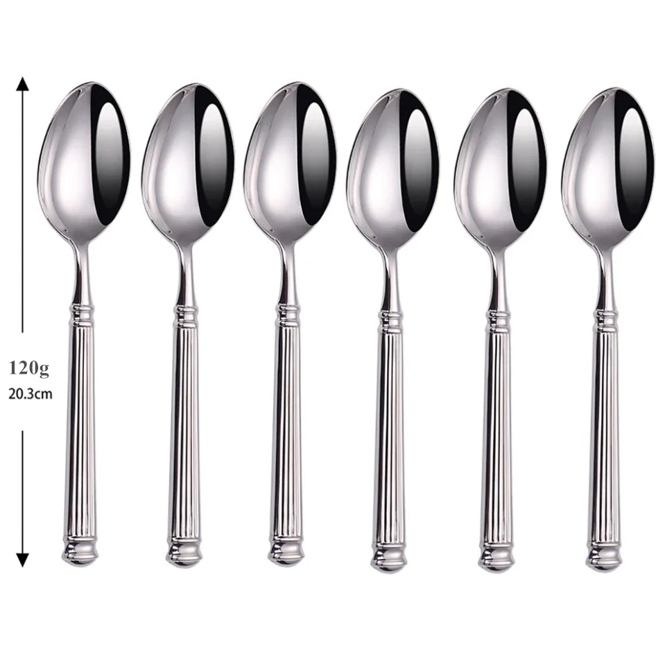 Europe Silver Luxury 18/10 Stainless Steel Roman Column Cutlery Set