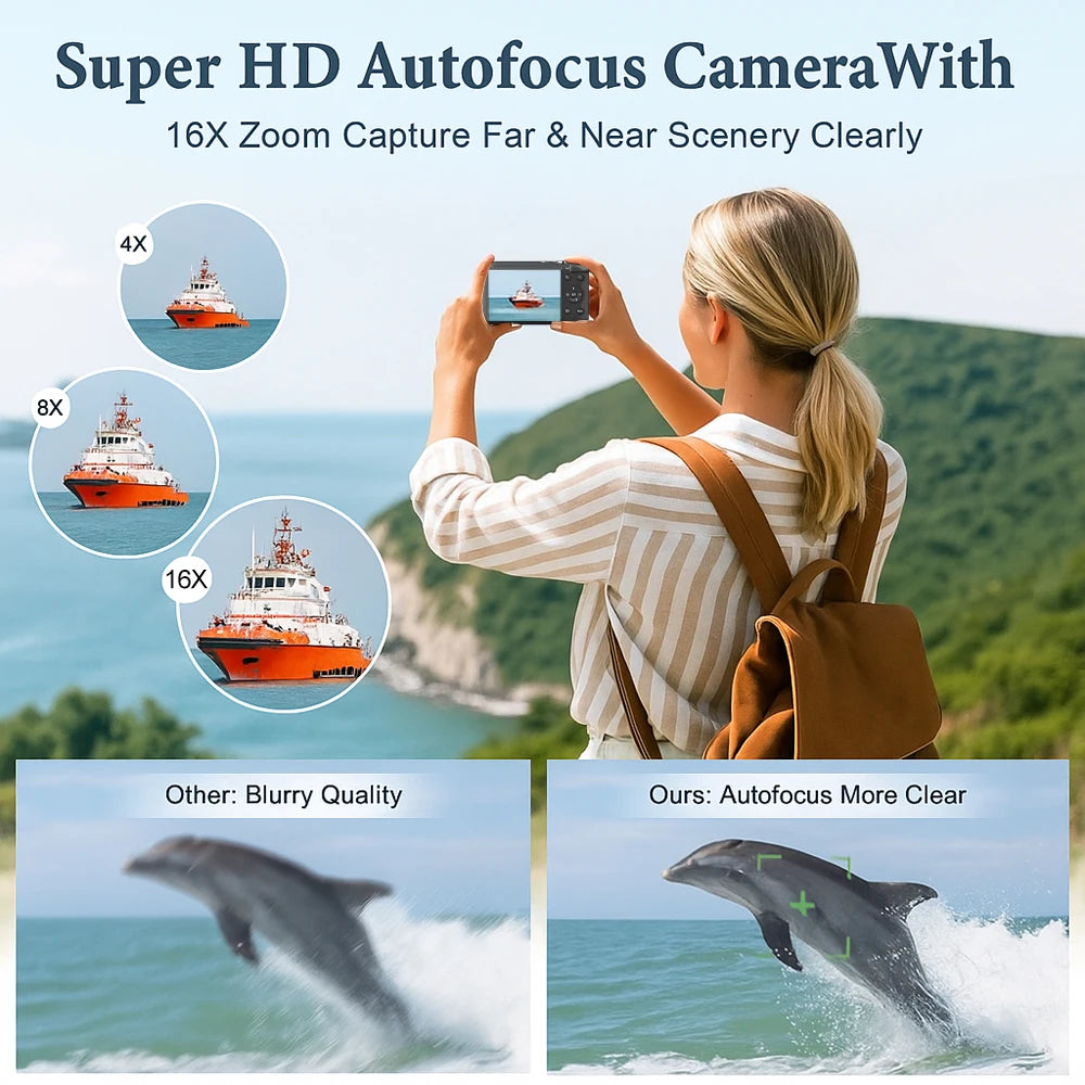 Ourlife 5K 72MP Compact Camera for Vintage Photography & Vlogging