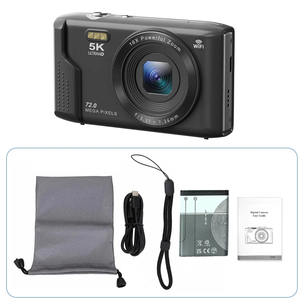 Ourlife 5K 72MP Compact Camera for Vintage Photography & Vlogging