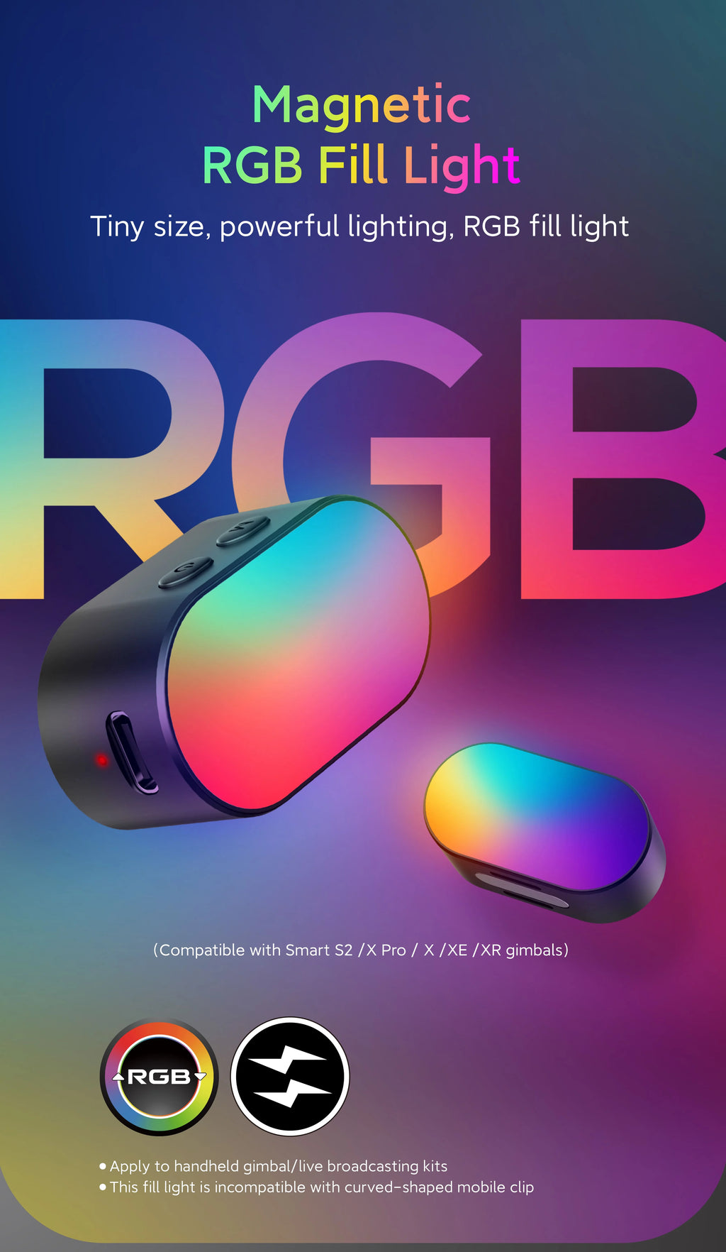 AOCHUAN 3-Axis Smartphone Gimbal with Integrated Light - Stable Video