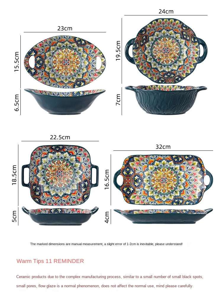 Bohemia Retro Ceramic Tableware Set for 4 | Elegant Dining