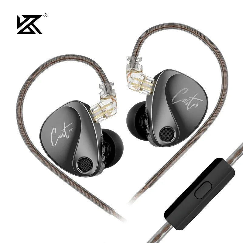 KZ Castor 2DD Dynamic In-Ear Earphones - High-End Tunable HiFi Bass Monitor Headphones