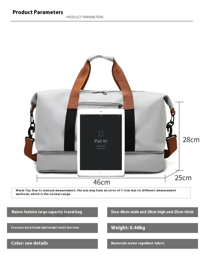 Men's Large Capacity Waterproof Gym Bag - Travel Sports Duffle & Crossbody