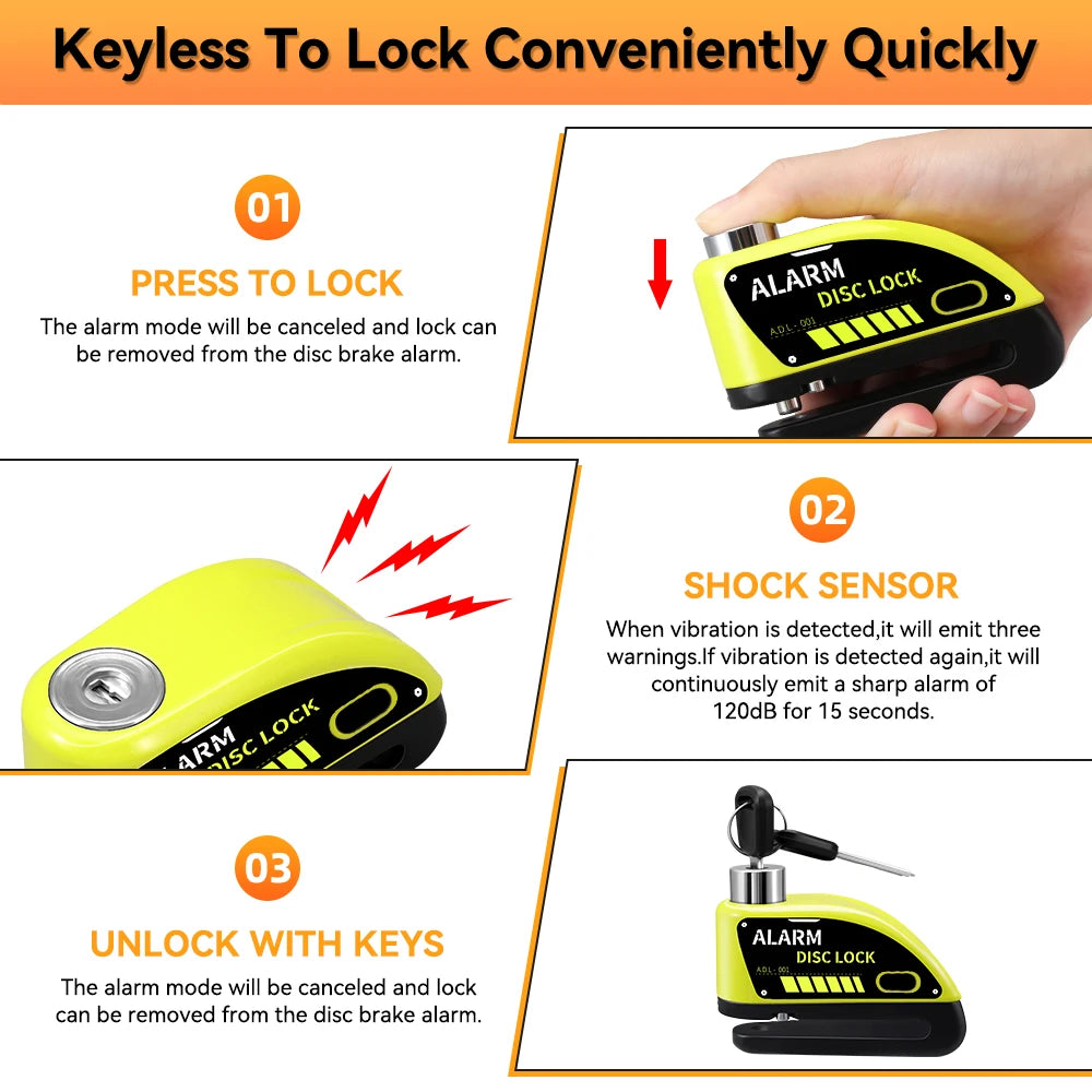 Extractme 120dB Motorcycle Alarm Disc Lock - Anti-Theft Security