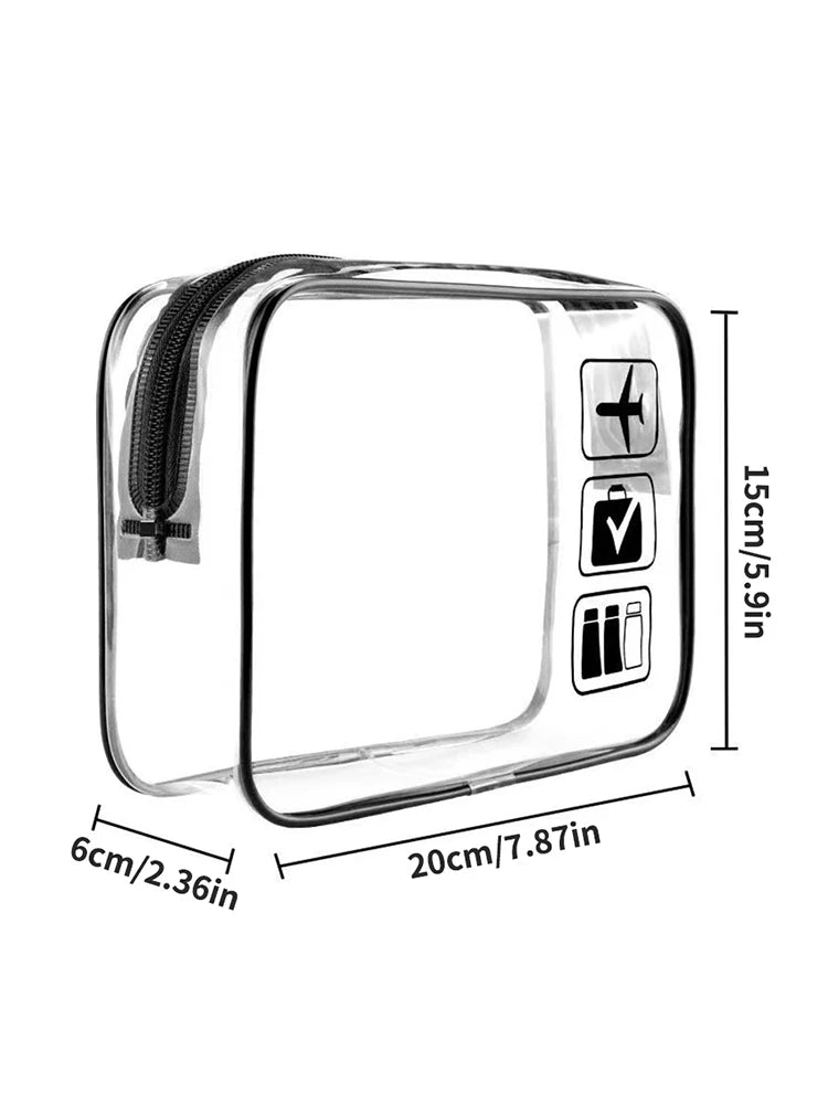 Vabena 3 Pcs Clear Travel Toiletry Bags - Airport Compliant Cosmetic Pouches