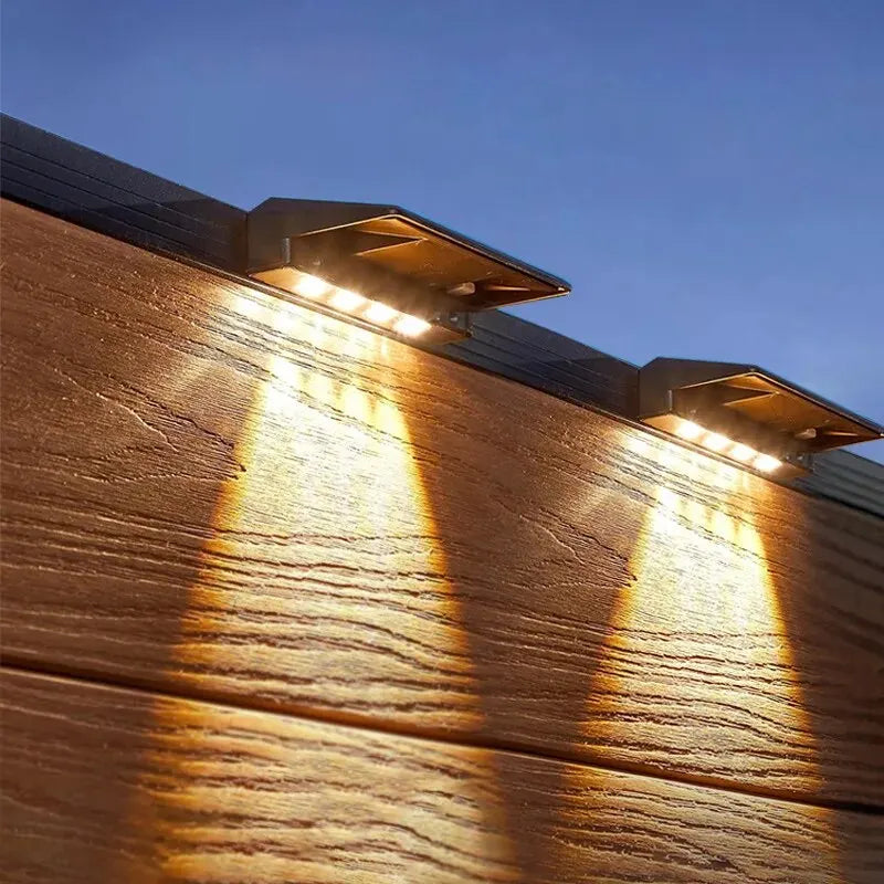 2-Pack 4 LED Solar Wall Lights – Outdoor Waterproof Fence & Deck Lighting